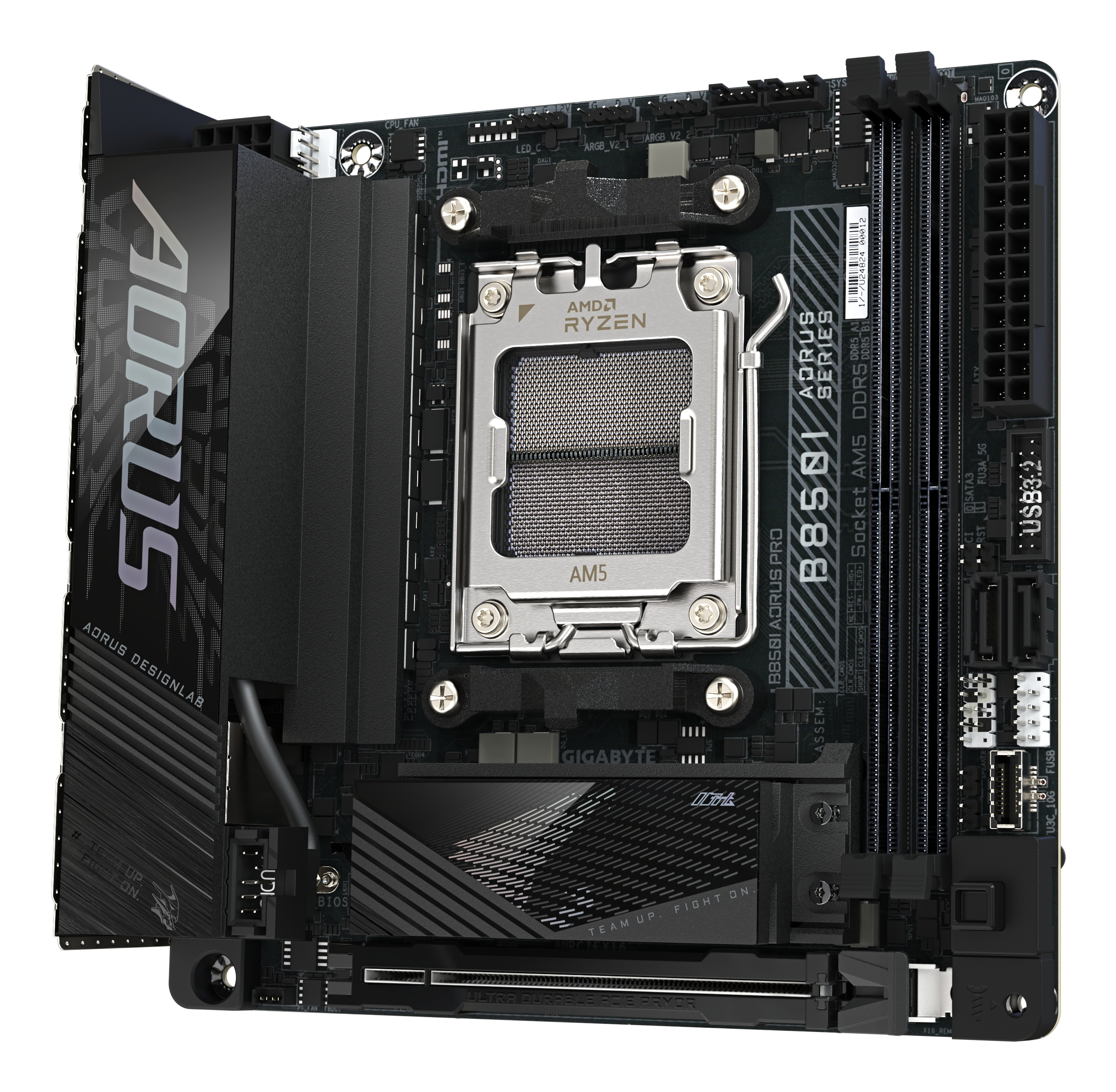 Gigabyte AORUS B850I PRO Mainboard AM5 DDR5 Mini-ITX Schwarz, Braun