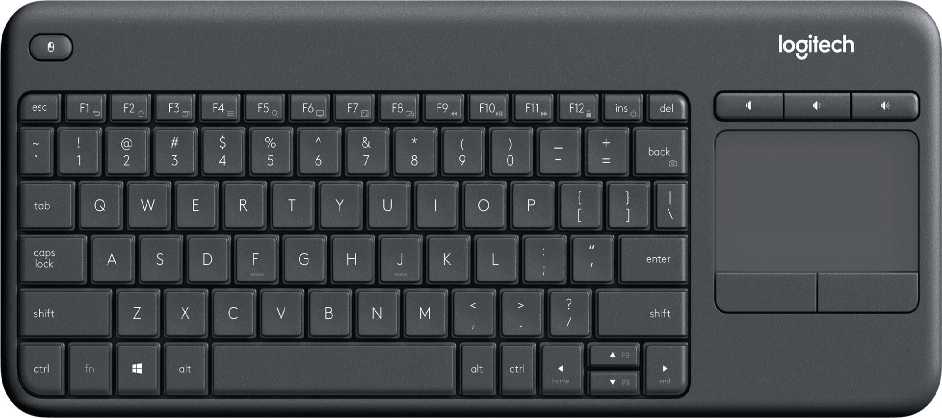 Logitech K400 Plus Wireless Touch Keyboard QWERTY US International Schwarz