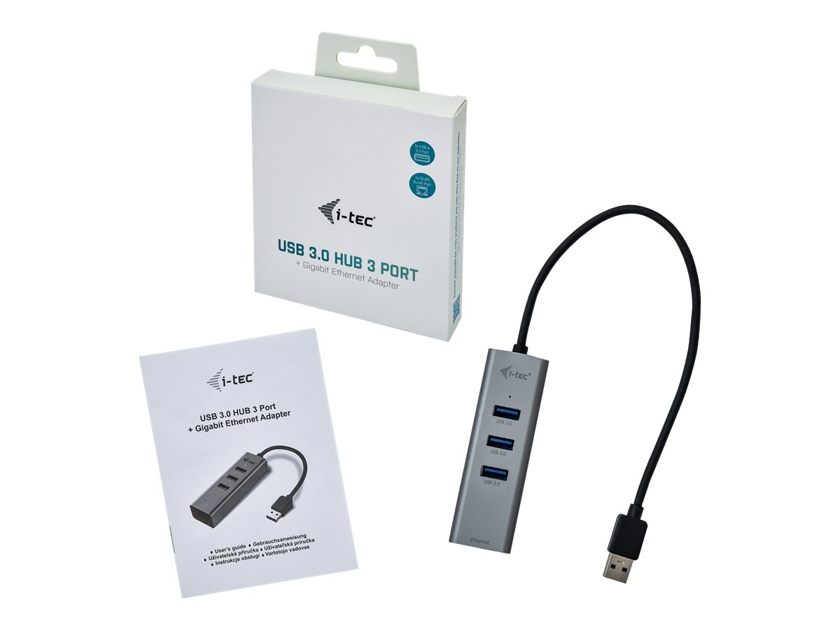 i-Tec USB 3.0 Metal 3-Port Hub mit Gigabit Ethernet Adapter Space-grau