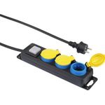 renkforce Steckdosenleiste mit Schalter 3fach Schwarz, Gelb, Blau Schutzkontakt renkforce