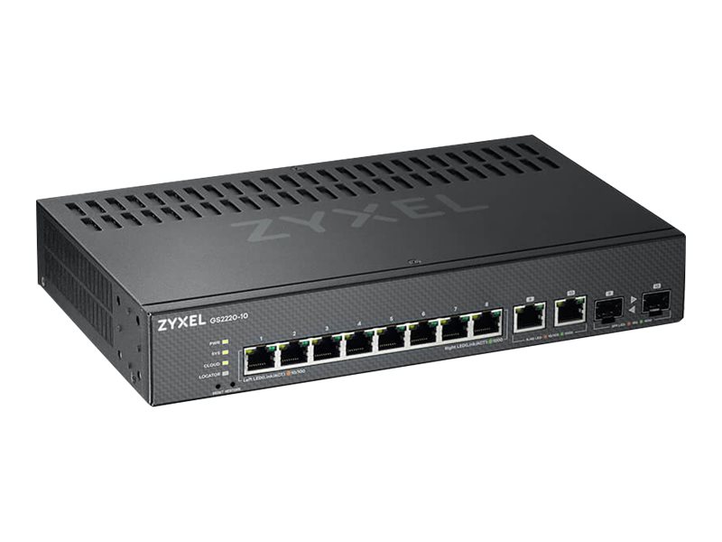Zyxel GS2220-10 Managed Switch 8 Ports + 2x Combo Gigabit SFP Schwarz