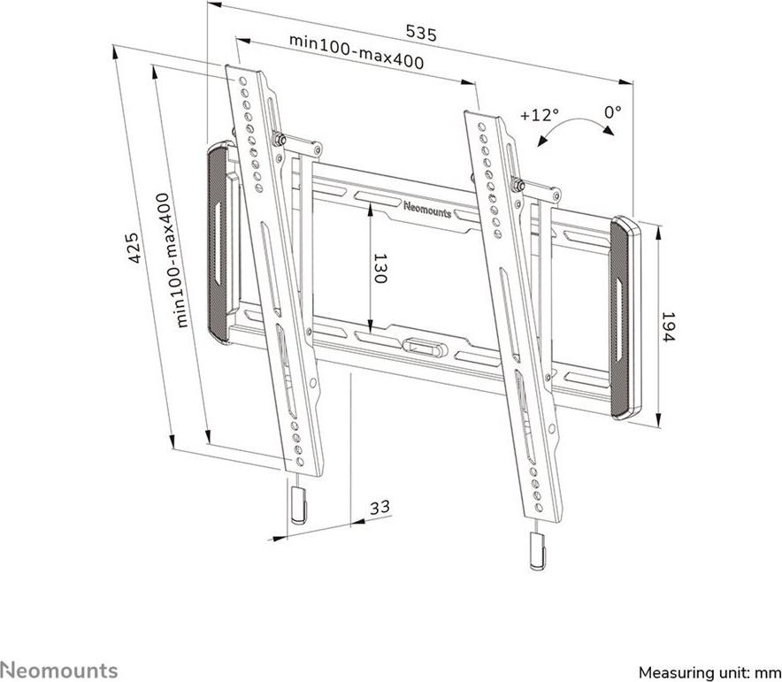 Neomounts WL35-550BL14 TV-Wandhalterung 40-75" 50 kg neigbar Schwarz