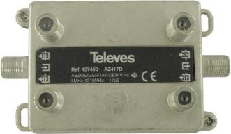 Televes AZ417D 4-fach Abzweiger 5-1218 MHz AD:17dB 457403 (AZ417D)