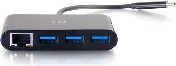 C2G USB C Ethernet and 3 Port USB Hub Black (82406)