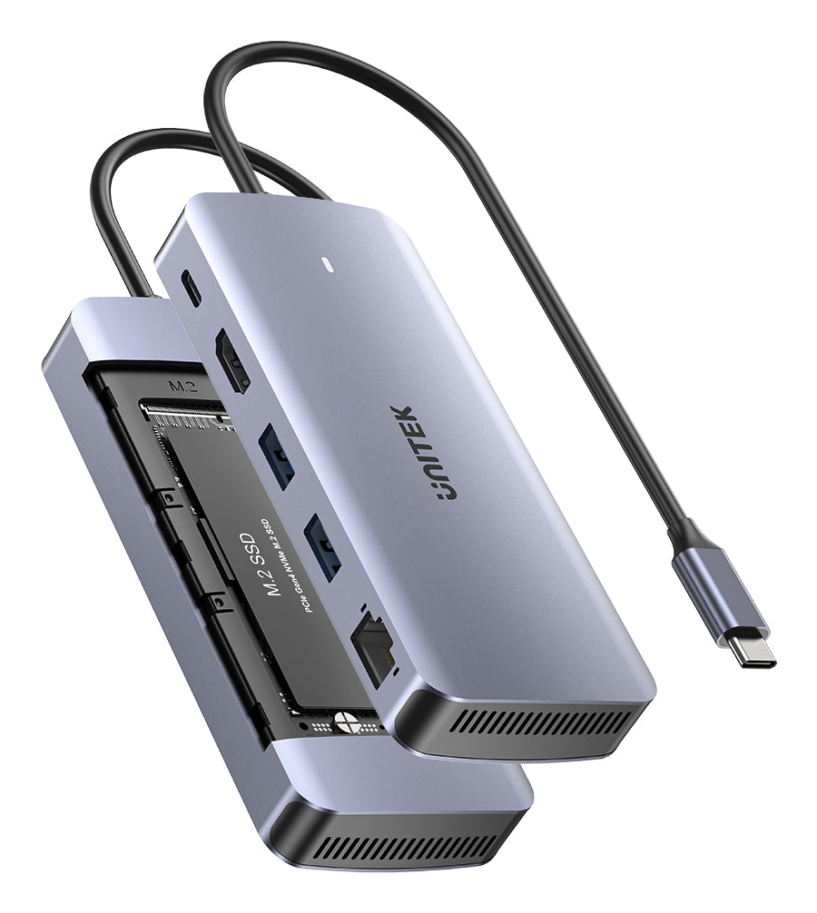 Unitek D1120A01 Aktiver USB-C Hub 10 Gbps M.2 HDMI 100W PD Space Grey