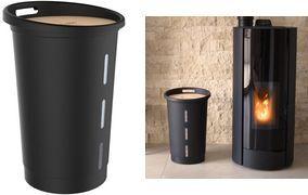 EDA Pellets-Aufbewahrungsbox, 38 Liter, schwarz aus Kunststoff mit Holzdeckel, Kapazität: 20 kg - 1 Stück (010478 NO)