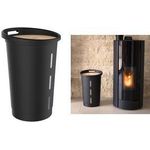 EDA Pellets-Aufbewahrungsbox, 38 Liter, schwarz aus Kunststoff mit Holzdeckel, Kapazität: 20 kg - 1 Stück (010478 NO)