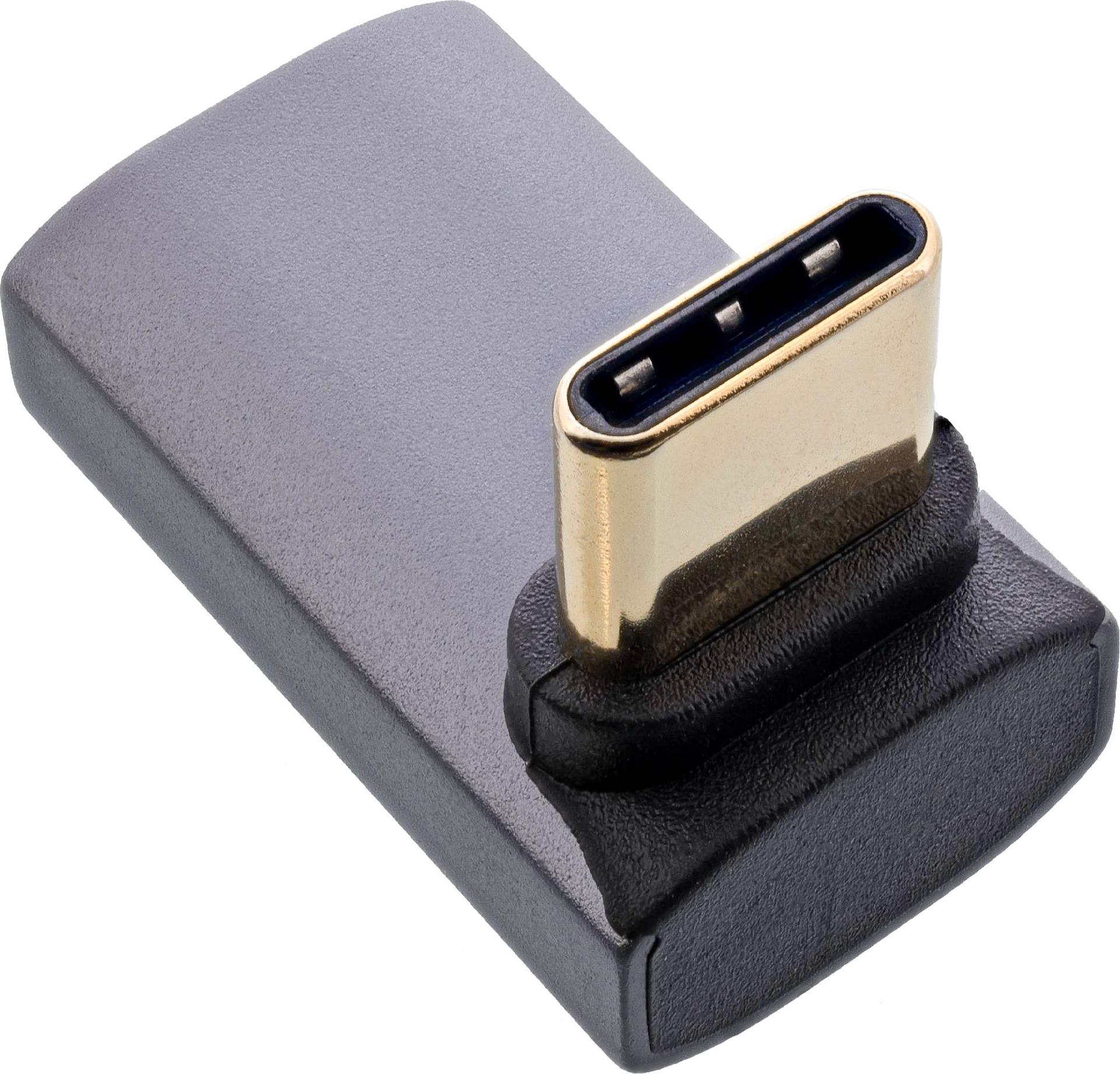 InLine USB4 Adapter USB-C Stecker/Buchse oben/unten gewinkelt 240 W 40 Gbit/s Aluminium Grau