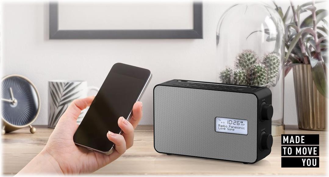 Panasonic RF-D30BT Tragbares DAB+ Radio Bluetooth IPX4 Schwarz/Grau