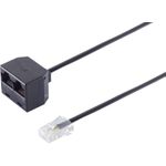 S/CONN maximum connectivity Adapter Modular Verbinder-Western-Stecker 6/4 auf 2 Western-Kupplung 6/4, 0,1m (71231-)