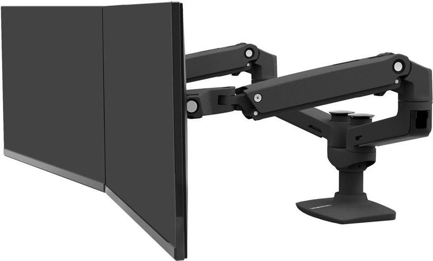 LX Dual Monitor Arm für zwei Monitore nebeneinander, Tischhalterung  (Schwarz)