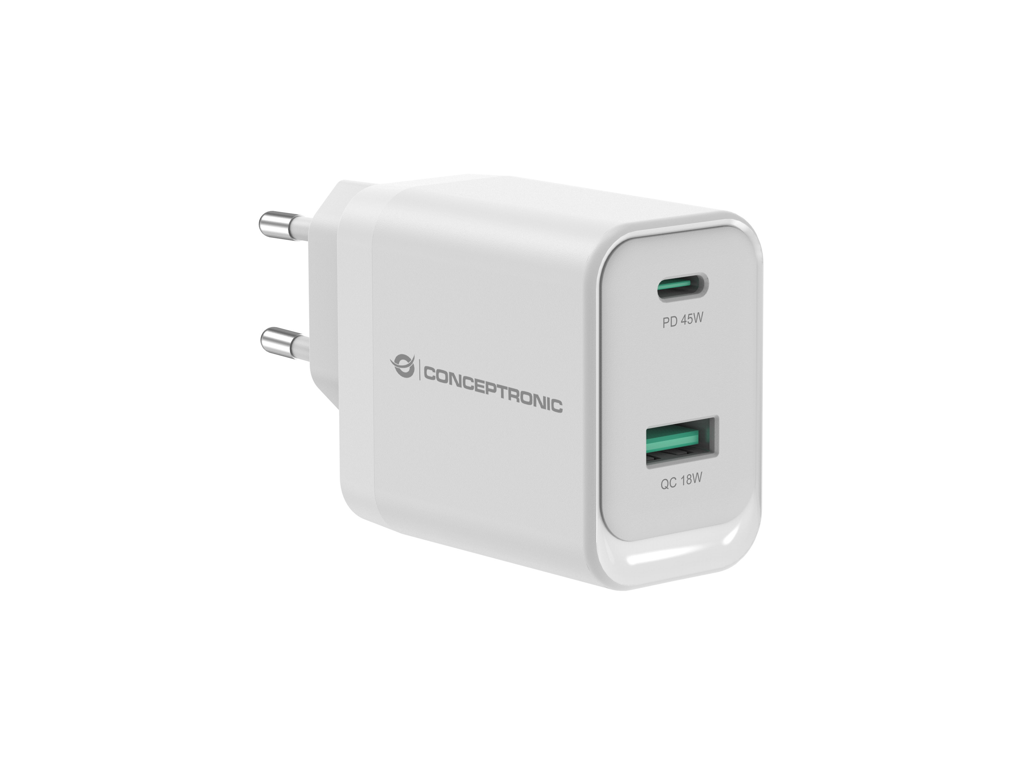 Conceptronic ALTHEA20W45 USB-Ladegerät 2-Port 45W 1x USB-C 1x USB-A Weiß