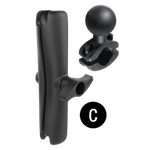 RAM Mounts Schraubklemmen-Set - C-Kugel (1,5 Zoll), Schraubklemme (bis 101 mm Breite), kurzer Verbindungsarm, runde Basisplatte (AMPS) (RAM-101U-B-247)