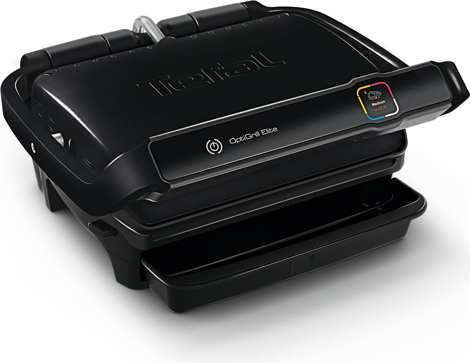 Tefal OptiGrill Elite GC7508 Kontaktgrill schwarz 12 Automatikprogramme