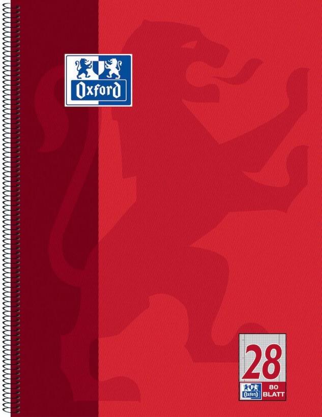 Oxford 100050361 Collegeblock A4 kariert 80 Blatt Rot