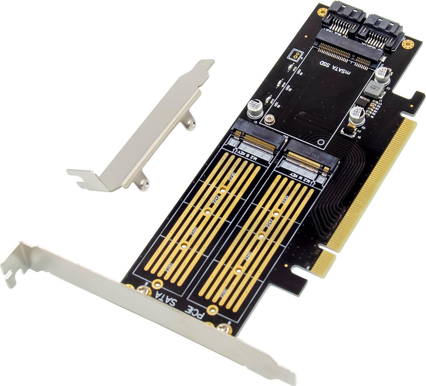 InLine PCIe Karte x16 zu 2x M.2 1x mSATA (76660T)