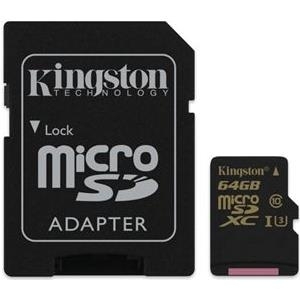 KINGSTON 64GB microSDXC Class U3 UHS-I 90R/45W + SD Adapter (SDCG/64GB)