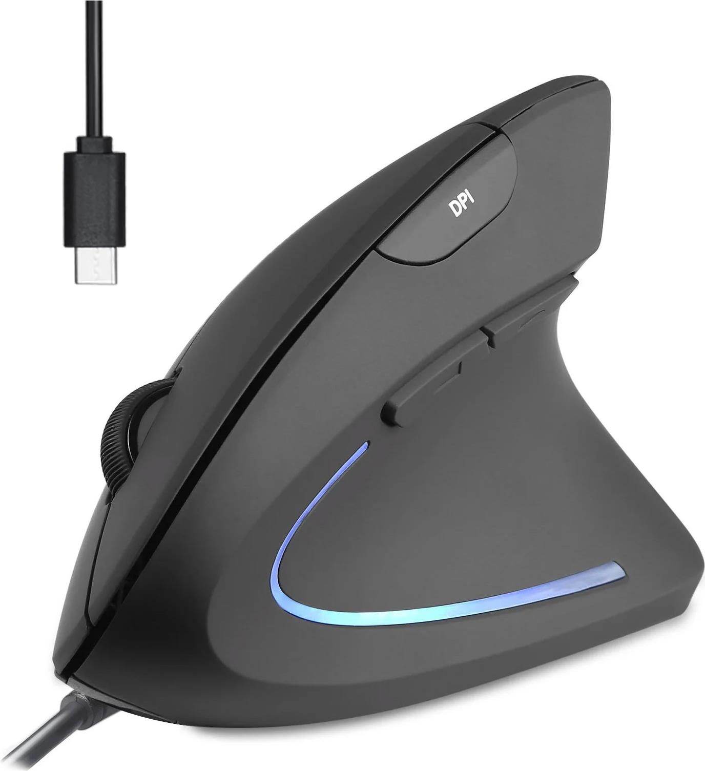 Perixx PERIMICE-513 C Vertikale Ergonomie-Maus USB-C schwarz Rechtshänder (PERIMICE-513 C)