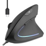 Perixx PERIMICE-513 C Vertikale Ergonomie-Maus USB-C schwarz Rechtshänder (PERIMICE-513 C)