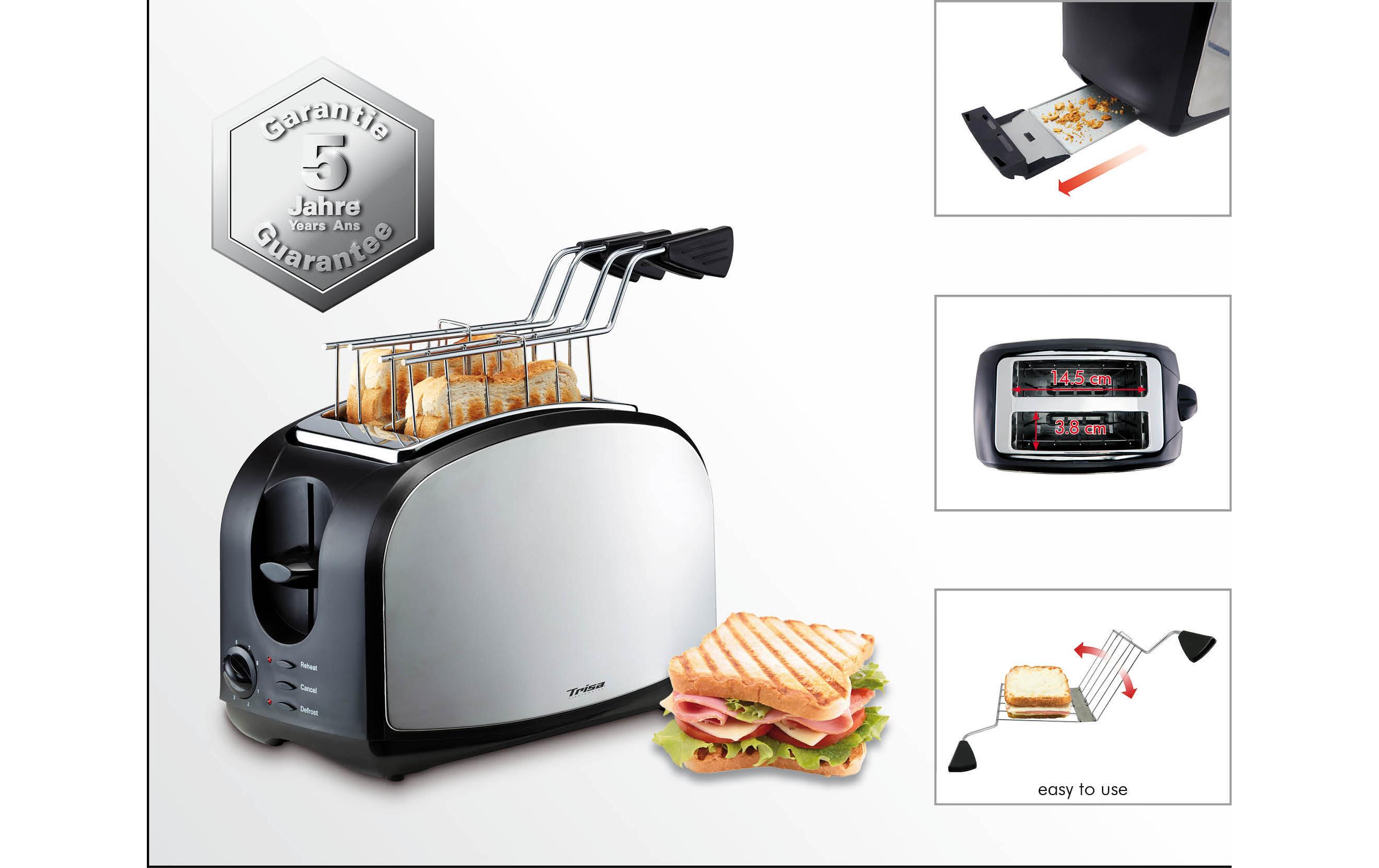 Trisa Crispy Snack Toaster 4 Scheiben Edelstahl Schwarz