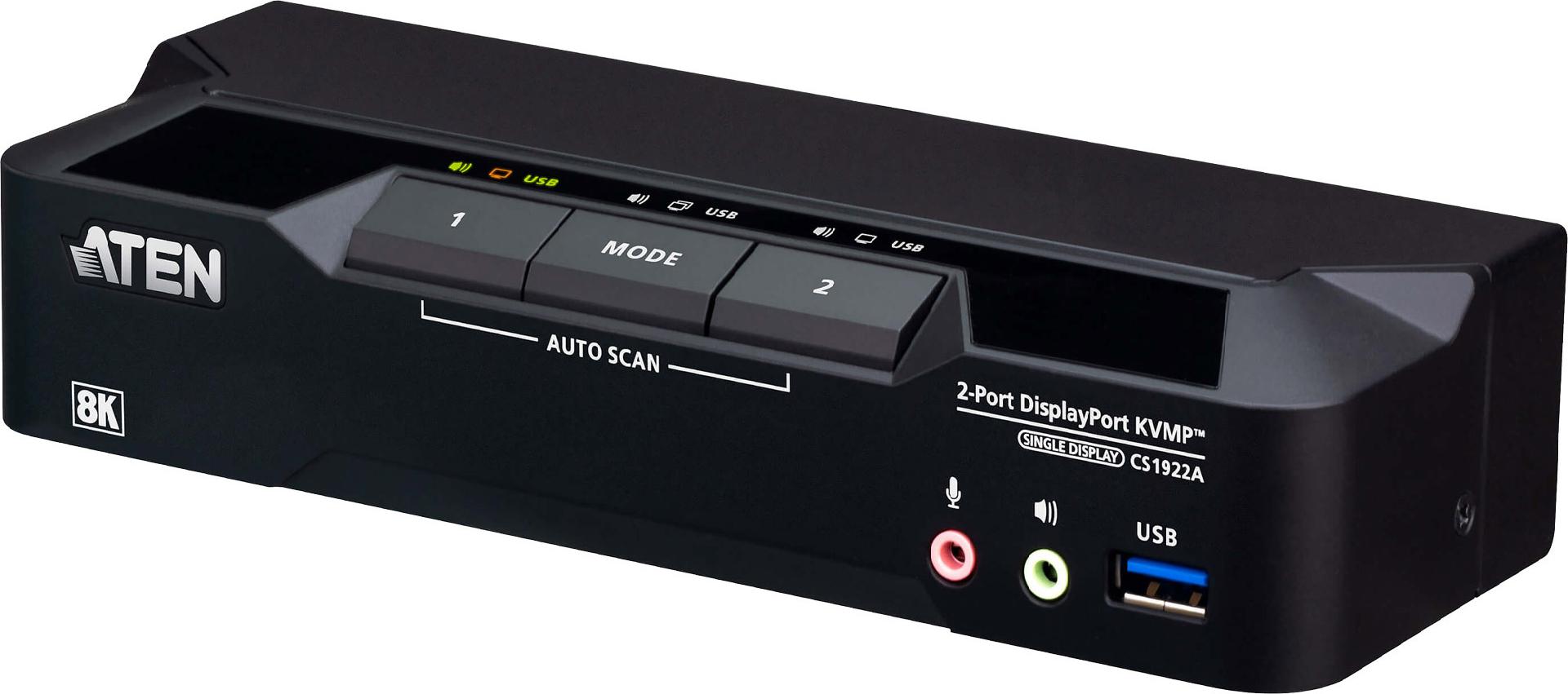 ATEN CS1922A KVMP-Switch 2-fach, DisplayPort, USB 3.0, 8K (CS1922A)