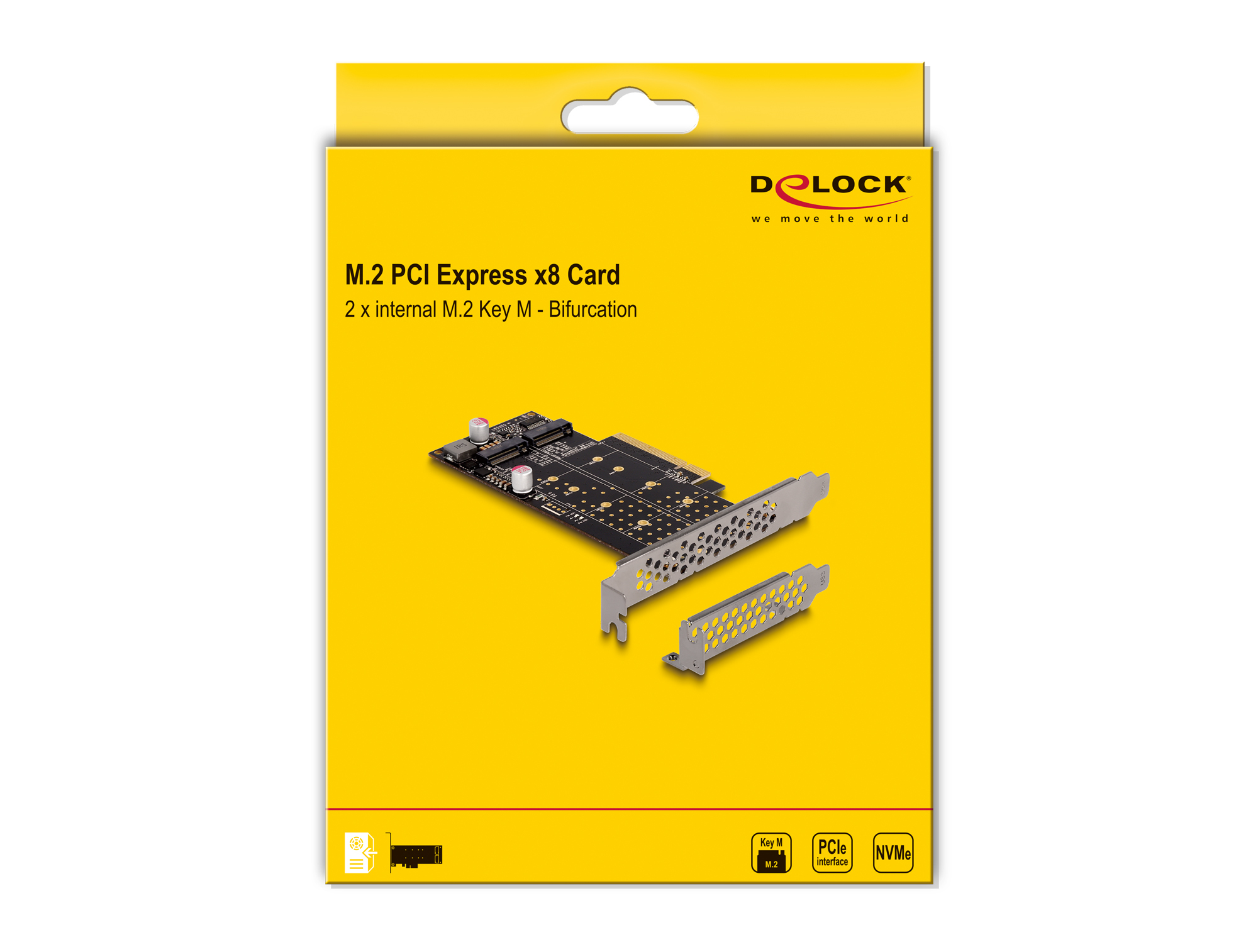 Delock PCI Express x8 Karte zu 2 x intern NVMe M.2 Key M - Bifurcation Low Profile