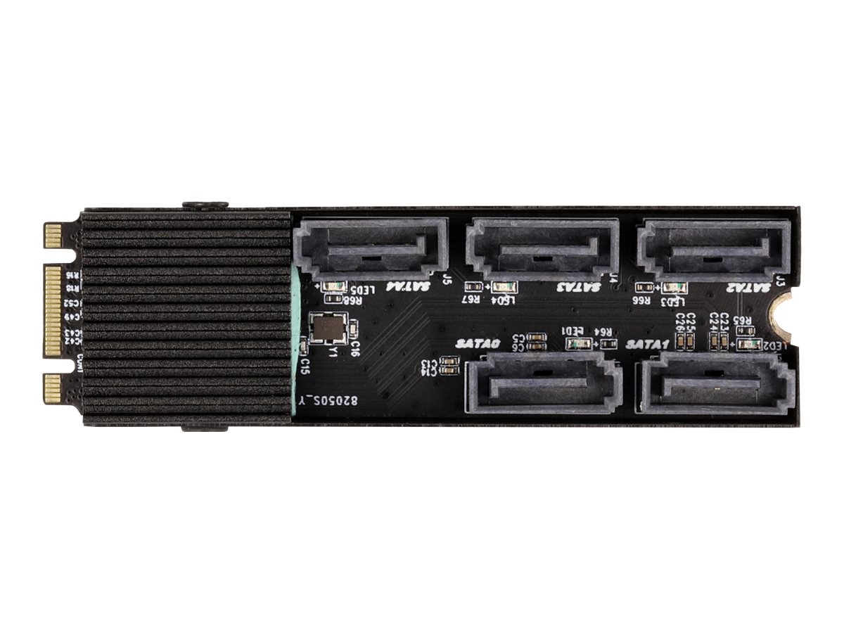 Delock Schnittstellenadapter M.2 2280 Key B+M zu 5x SATA 6Gb/s mit Kühlkörper Schwarz