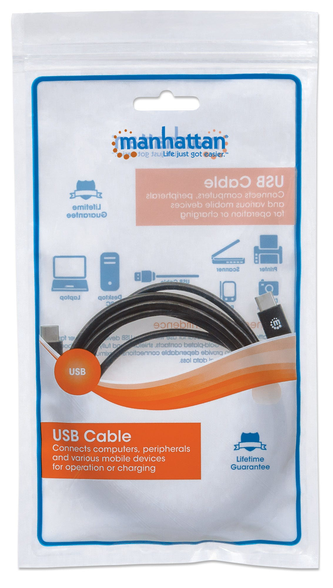 Manhattan USB-C zu USB-C Kabel USB 2.0 480 Mbit/s 3 A 2 m Schwarz