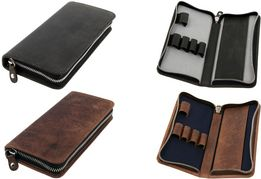 Alassio Schreibgeräte-Etui, für 3 Schreibgeräte, braun Hunterleder, mit Reißverschluss, 2 zusätzliche Schlaufen für - 1 Stück (2648)