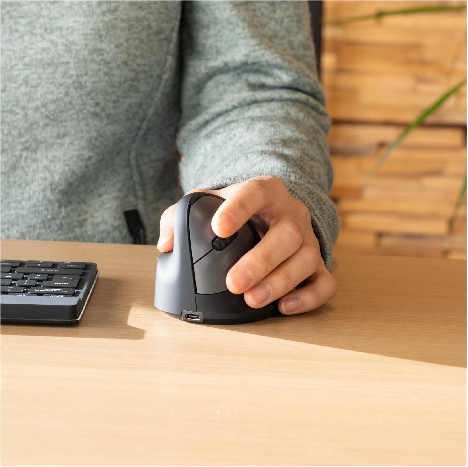 R-Go Tools HE Break Ergonomische Vertikale Maus Linkshänder Medium Bluetooth Schwarz