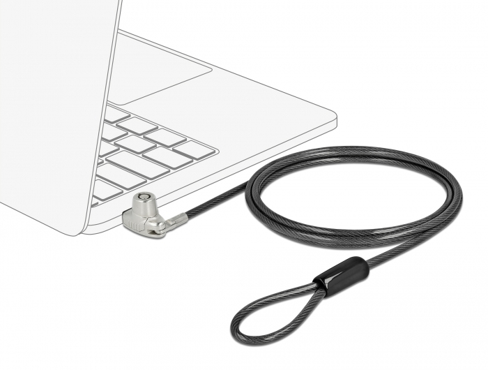 Navilock 20691 Notebook Kabelschloss 1,5 m Stahl Schwarz, Silber