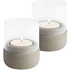 APS Windlichter ELEMENT, grau, 2er-Set aus Beton, Gläser klar, mit möbelschonender - 1 Stück (3038)
