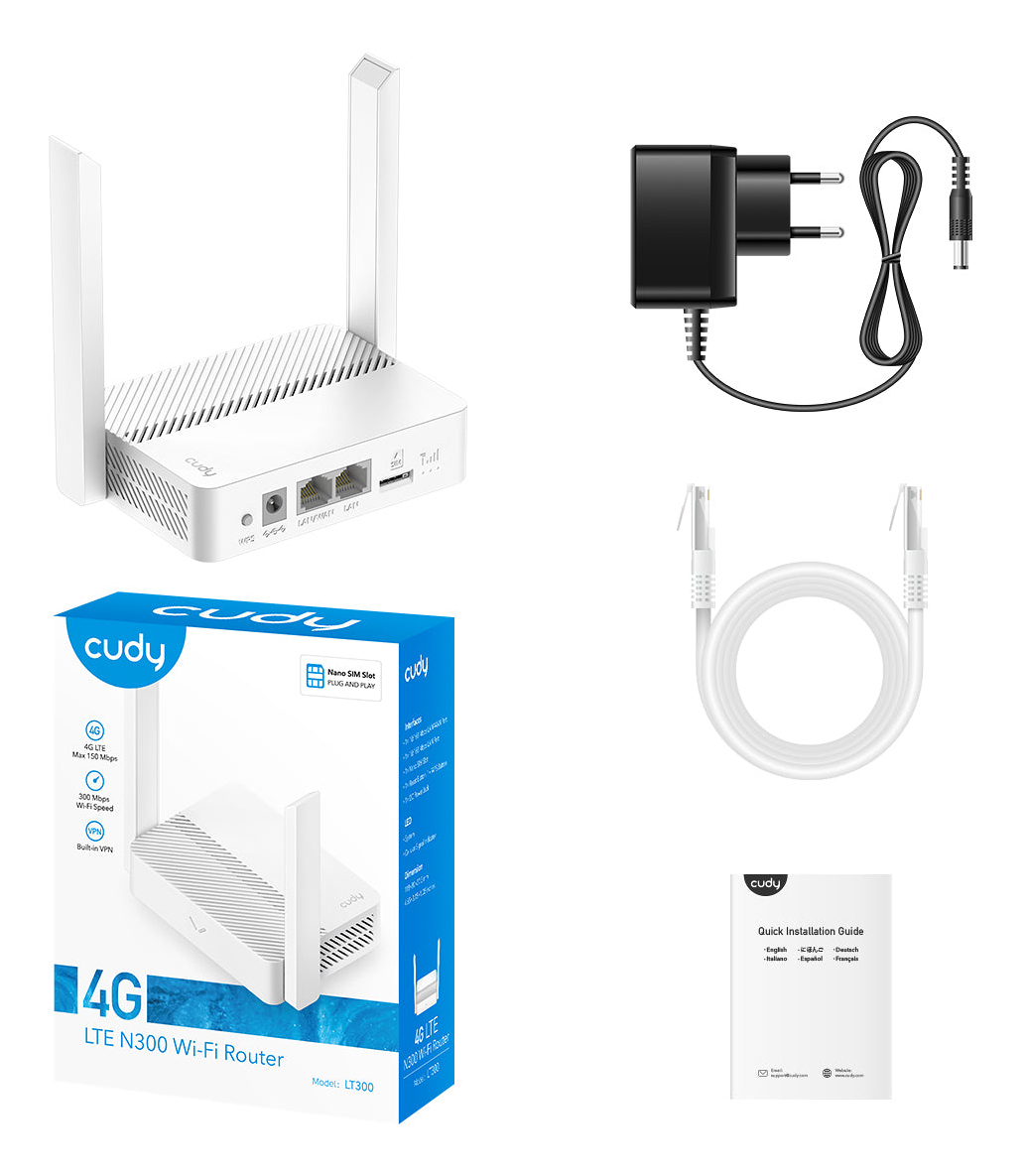 Cudy LT300 4G LTE Router Wi-Fi 4 300 Mbit/s Weiß