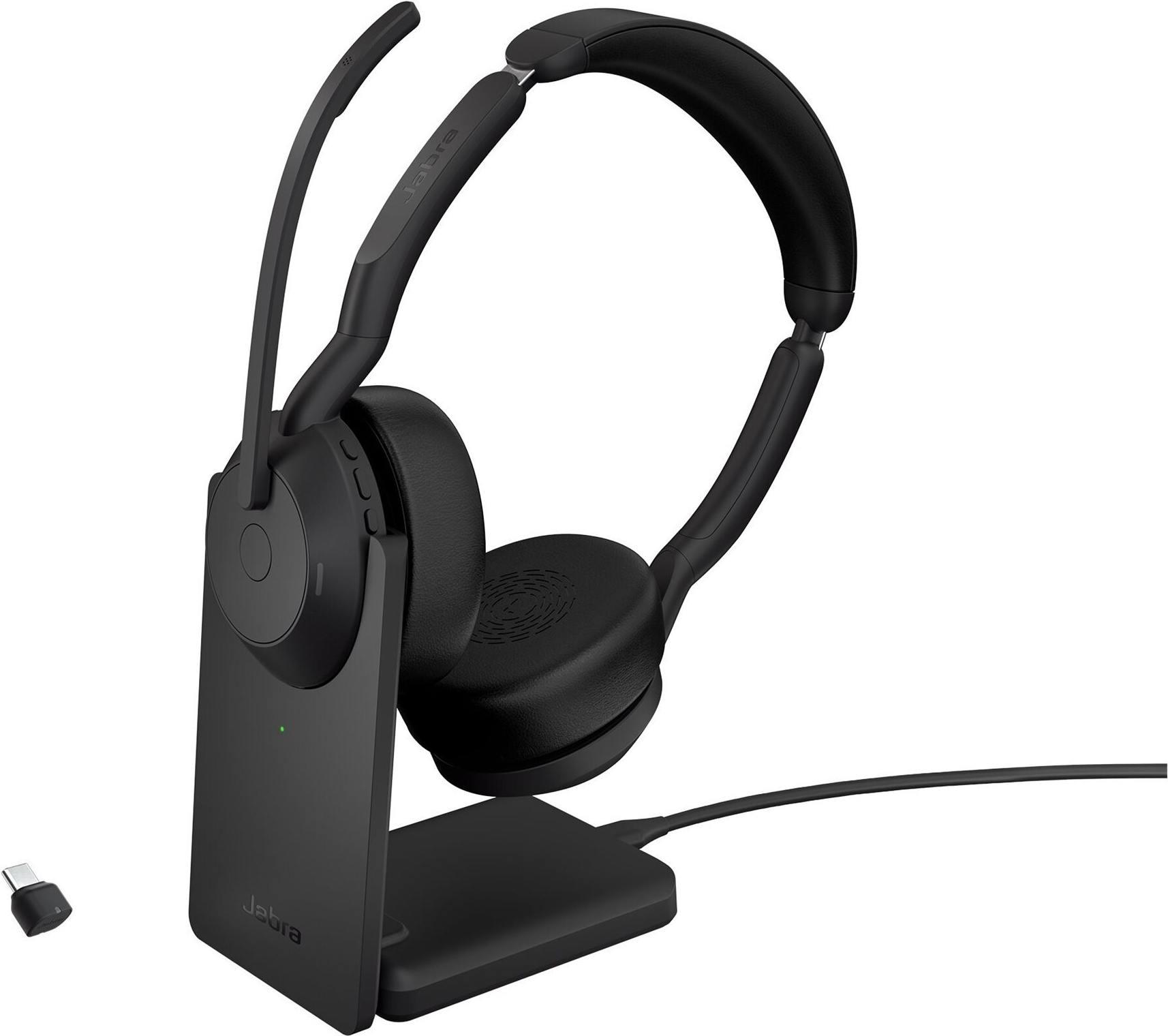 Jabra Evolve2 55 UC Stereo On-Ear Headset Kabellos ANC mit Ladestation Schwarz