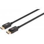 MANHATTAN 8K@60Hz DisplayPort 1.4 Kabel DisplayPort-Stecker auf DisplayPort-Stecker, 1 m, unterstützt 4K@120Hz, HDR, vergoldete Kontakte, Rastnase und geflochtene Ummantelung, schwarz (353595)
