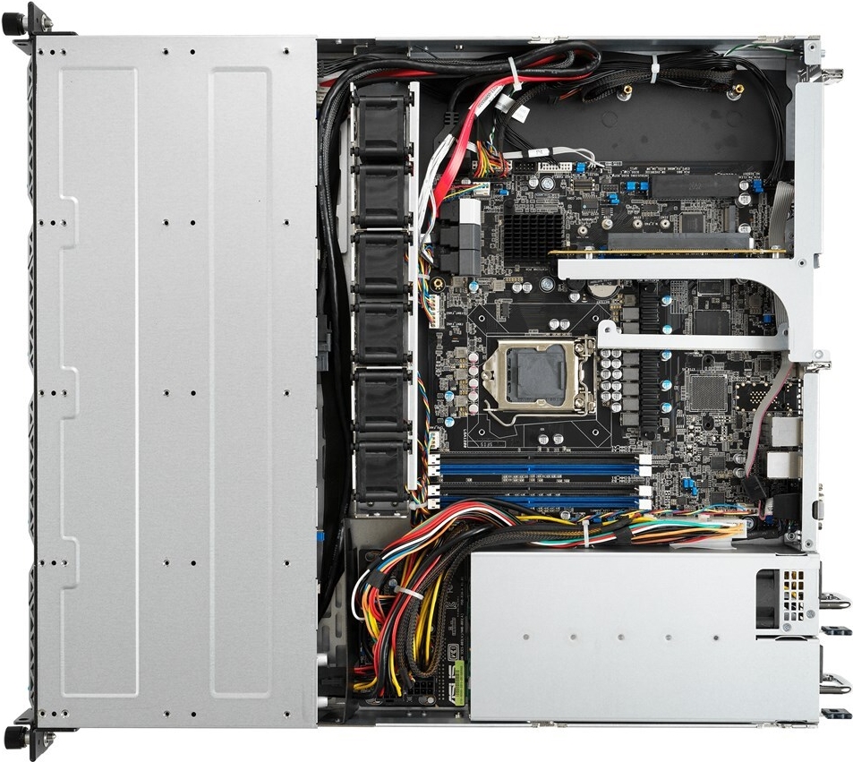 ASUS RS300-E11-RS4 1U Rack-Server mit Intel C252, 4x 3,5" Hot-Swap, redundantes 450W Netzteil, Silber