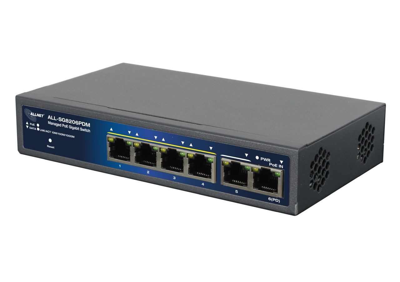 ALLNET ALL-SG8206PDM Managed Gigabit Switch 6 Port 95W PoE Schwarz