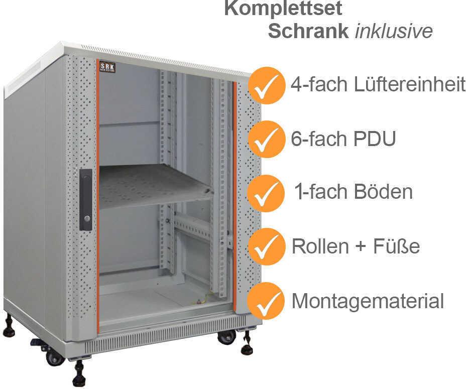 IT-BUDGET 19" Netzwerkschrank SRK Komplettset 12 HE 600x800 mm lichtgrau Flatpack