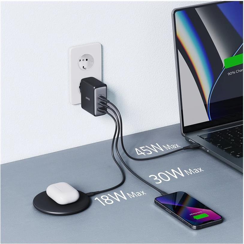 Anker 736 Nano II 100 W 3-Port USB-C Netzteil Schwarz