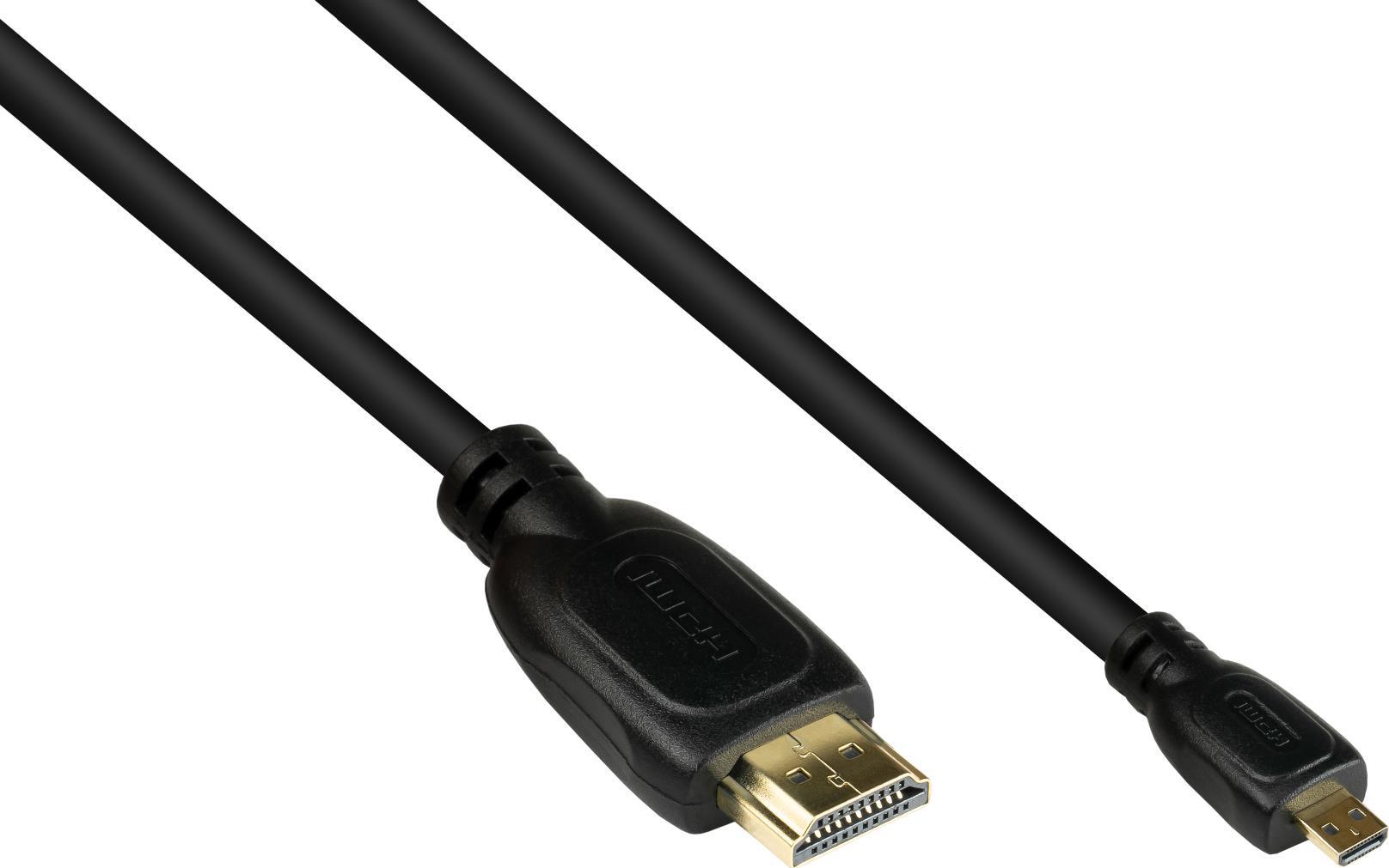Anschlusskabel HDMI 2.0b, Stecker (Typ A) an Mirco Stecker (Typ D), 4K / UHD @60Hz, 18 Gbit/s, vergo (4532-015)
