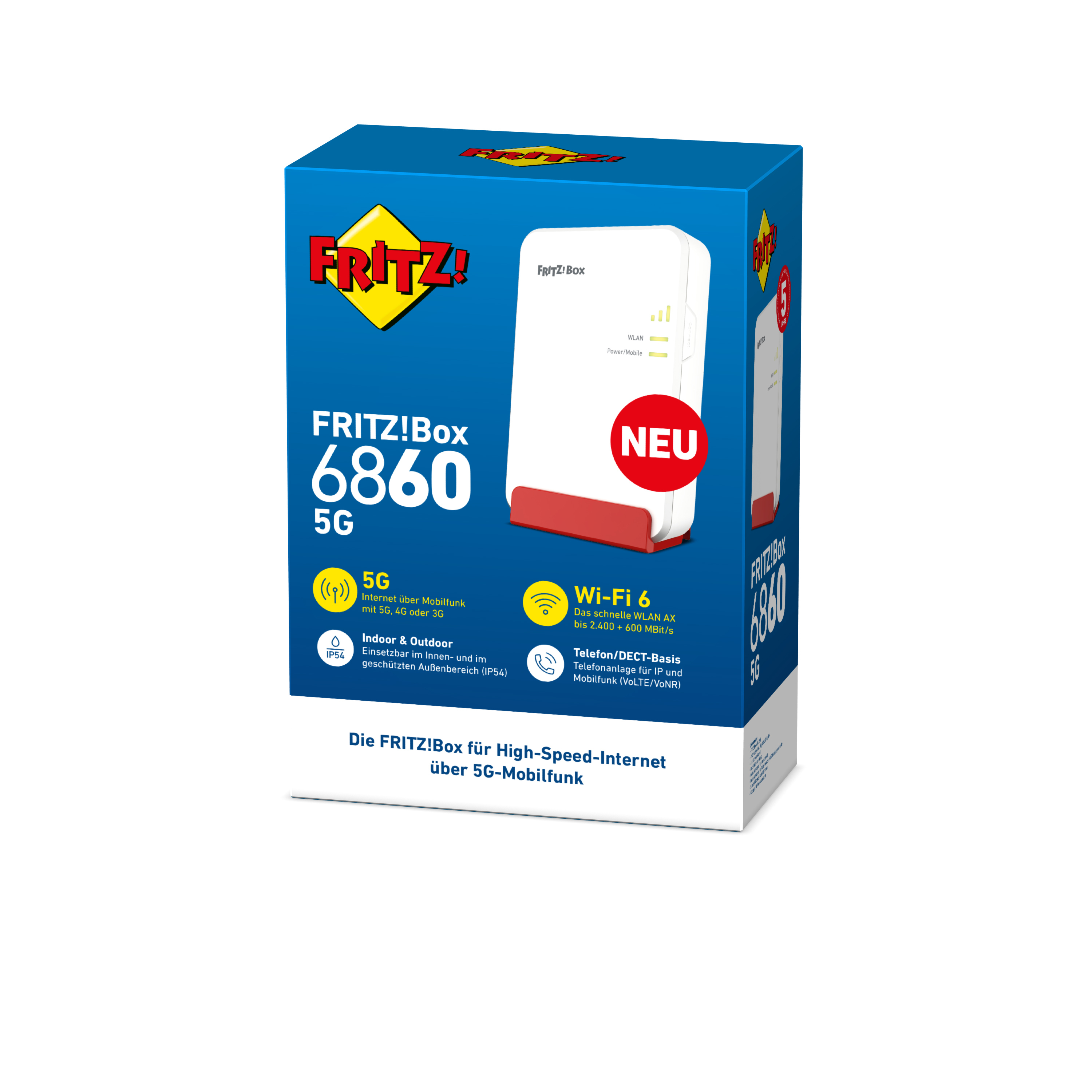 FRITZ! FRITZ!Box 6860 5G WLAN-Router Wi-Fi 6 3 Gbps Weiß, Rot