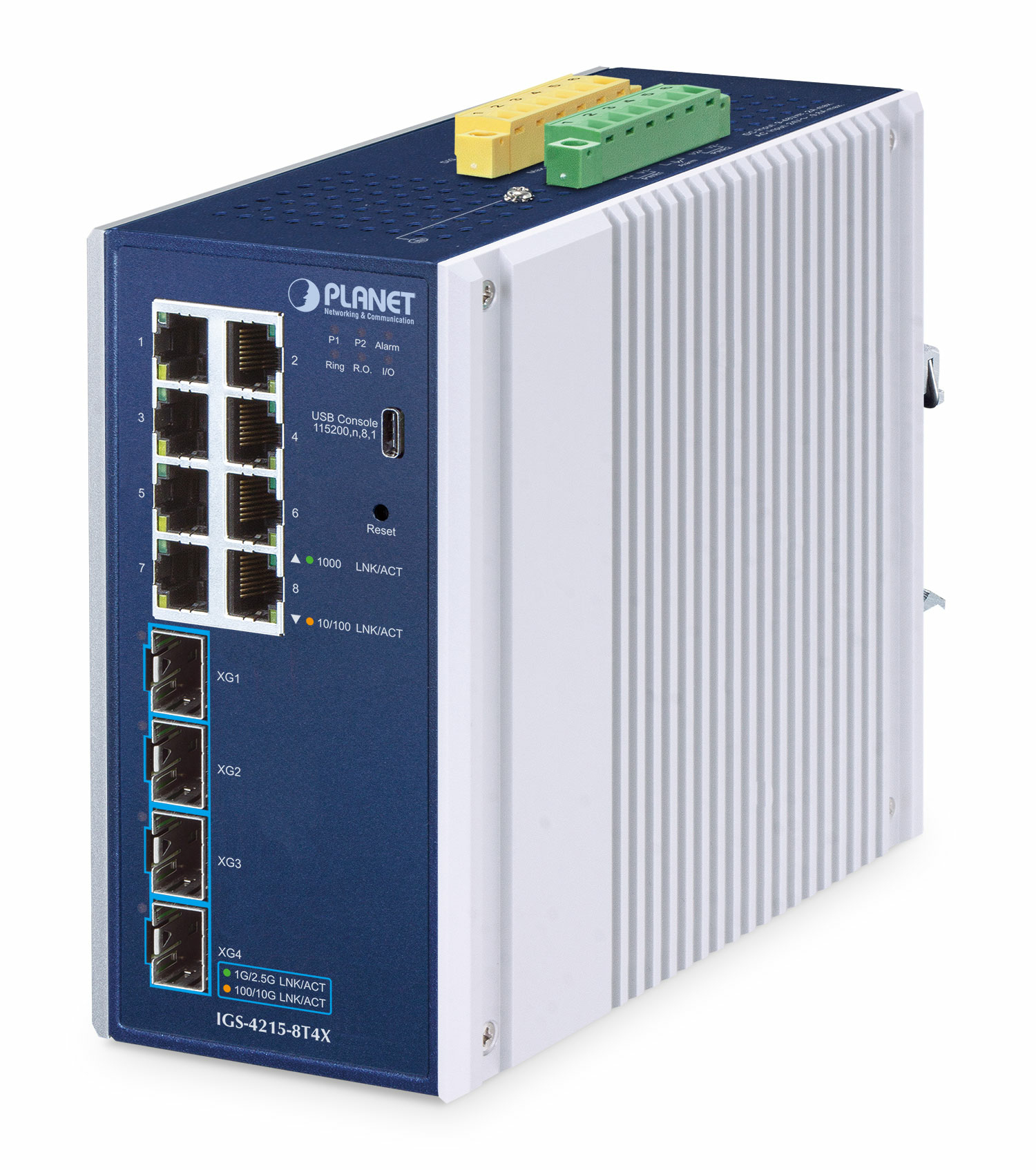 Planet IGS-4215-8T4X 8-Port Managed L2/L4 Gigabit Switch Aluminium, Blau