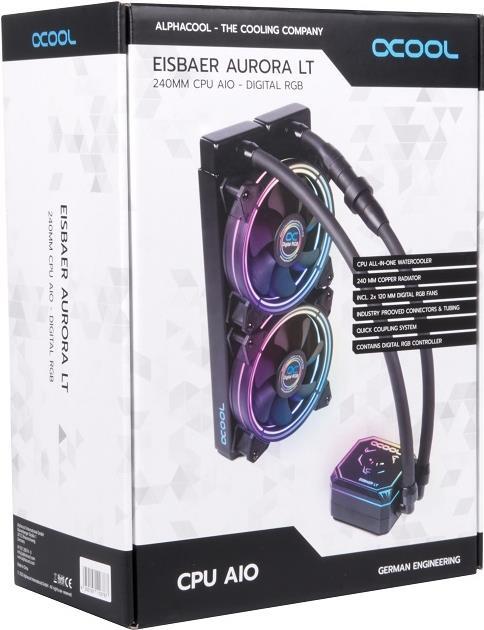 Alphacool Eisbaer Aurora LT240 240mm All-in-One-Flüssigkeitskühler Digital RGB 2x 120mm PWM Lüfter Schwarz