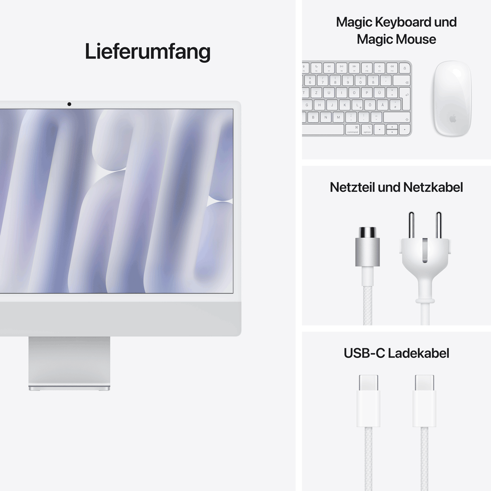 Apple iMac 24" M4 16 GB RAM 1 TB SSD Gigabit Ethernet Silber