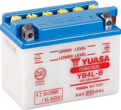 Yuasa Motorradbatterie YB4LB DC 12 V 4 Ah Passend für Motorräder, Motorroller, Quads, Jetski, Schneemobile, Aufsitz-Ras (YB4LBDC) (B-Ware)