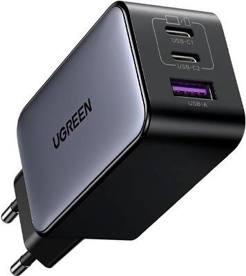 UGREEN CARGADOR USB-A+2*USB-C 65W GAN FAST (UG25685B)