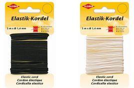 KLEIBER Elastik-Kordel, 1,4 mm x 5 m, schwarz Material: 66% Polyester, 34% Gummi, Durchmesser: 1,4 mm - 1 Stück (71083)