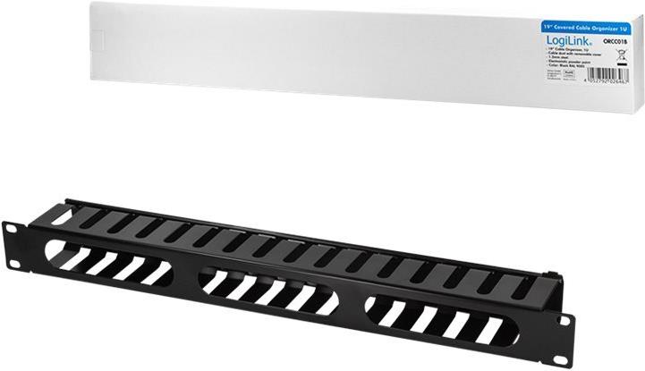 LogiLink 19" Kabelpanel 1U mit Abdeckung Schwarz