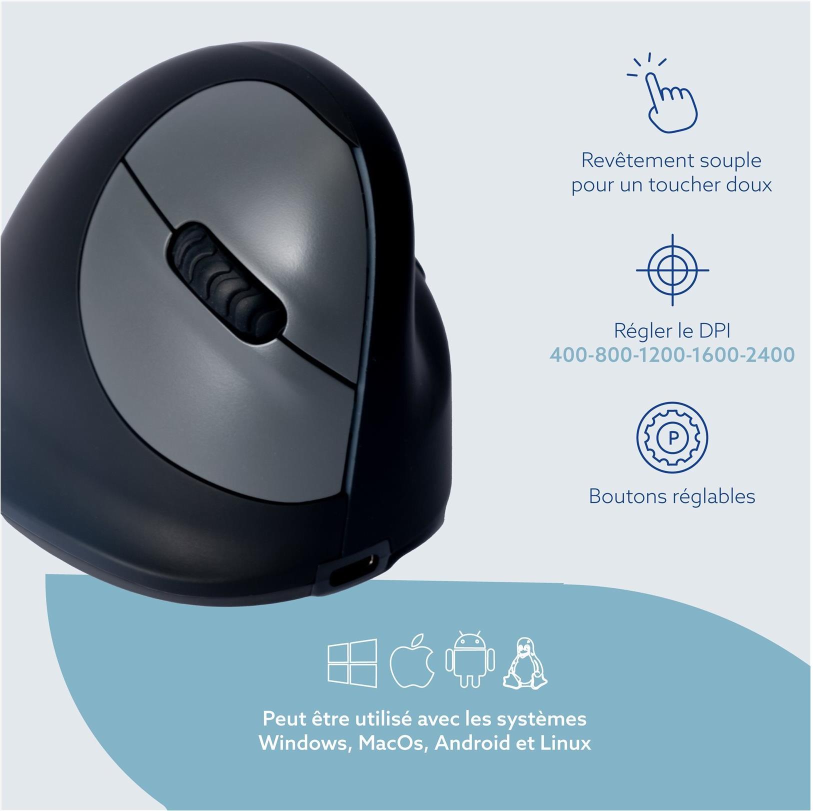 R-Go Tools Ergonomische Maus HE Break Vertikale Maus Bluetooth 5.0 Schwarz