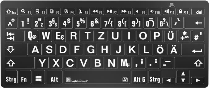 Logickeyboard LKB-LPWB-BTPC-DE Tastatur Bluetooth QWERTZ Deutsch Schwarz (LKB-LPWB-BTPC-DE)